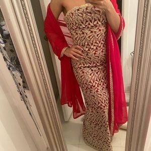Red and Gold Lace dress